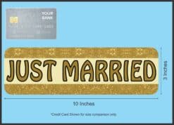 10in x 3in Gold Just Married Bumper Sticker Vinyl Truck Decal Ca