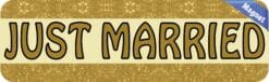 10in x 3in Gold Just Married Magnet Car Window Magnetic Truck