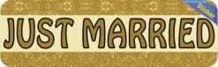 10in x 3in Gold Just Married Bumper Sticker Vinyl Truck Decal Ca