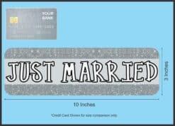 10in x 3in Silver Just Married Magnet  Car Window Magnetic