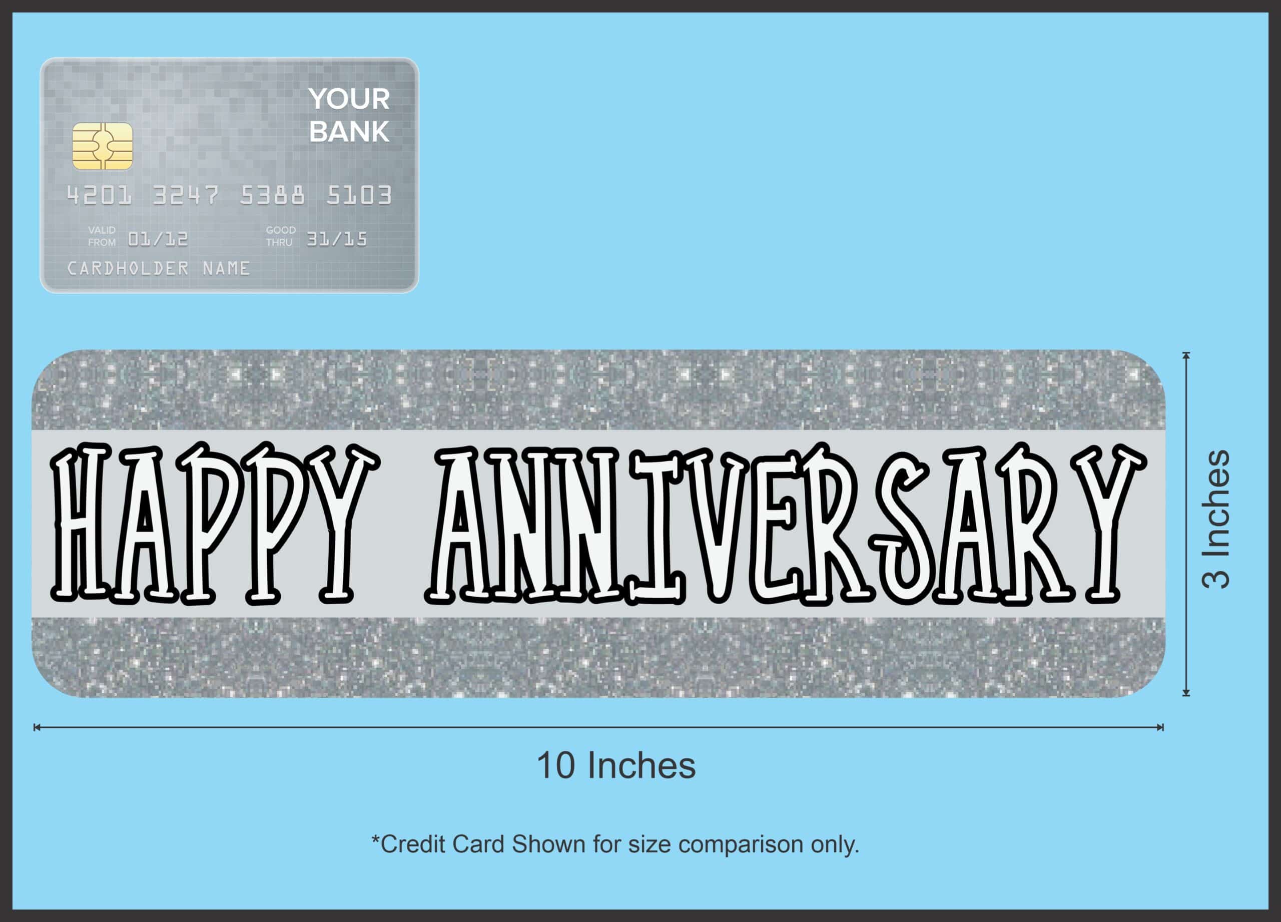 10in x 3in Silver Happy Anniversary Bumper Sticker Vinyl Decal Car Decals