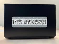 10in x 3in Silver Happy Anniversary Bumper Sticker Vinyl Decal Car Decals
