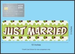 10in x 3in Polka Dot Just Married Magnet  Car Window