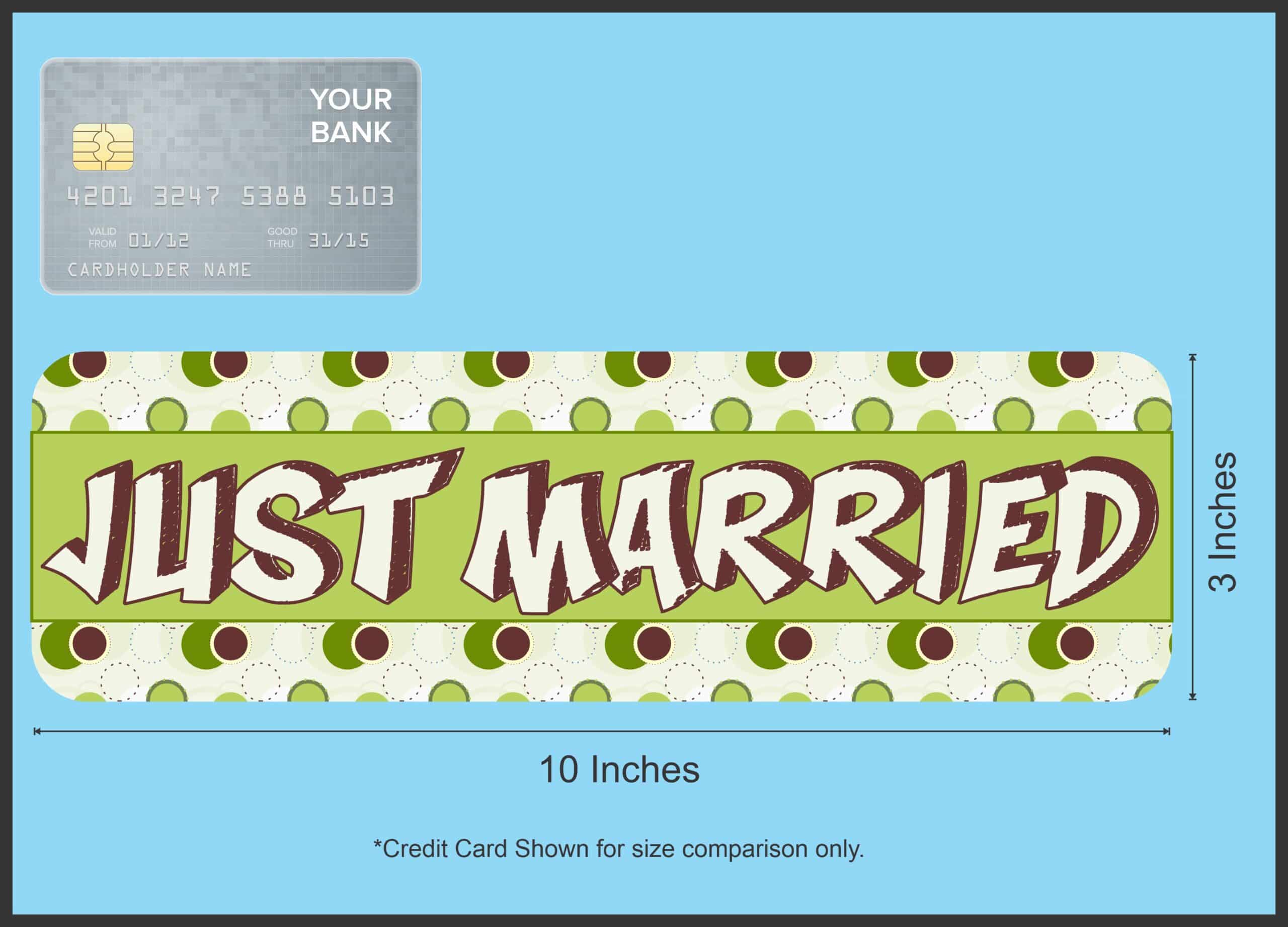 10in x 3in Polka Dot Just Married Bumper Sticker Vinyl Decal Car