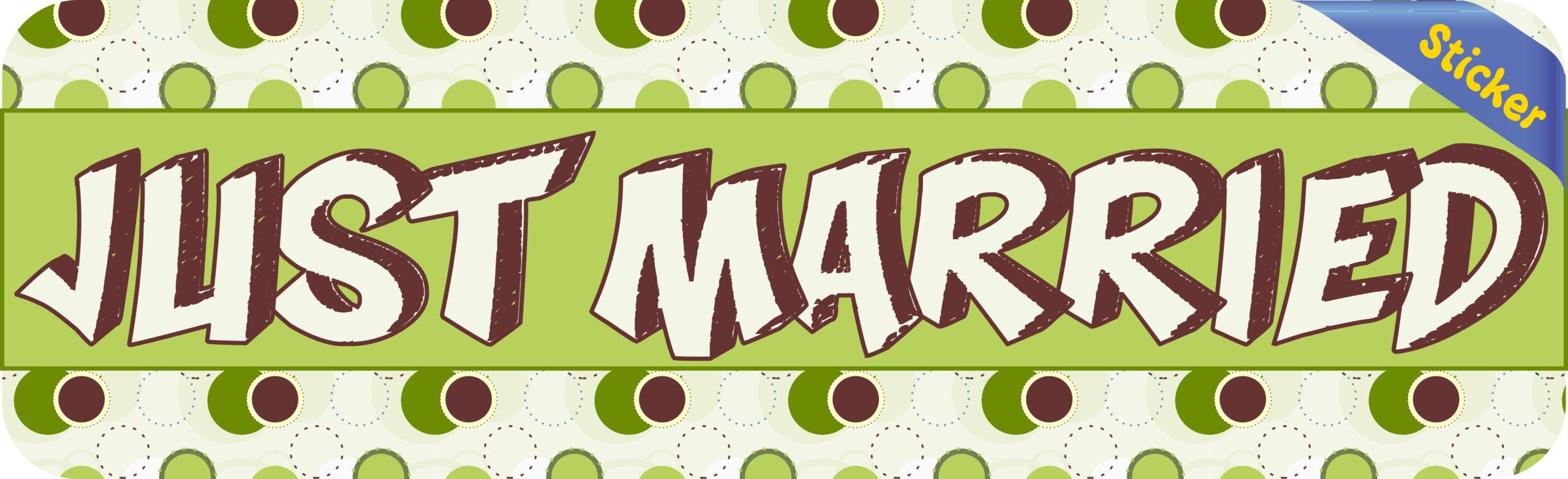10in x 3in Polka Dot Just Married Bumper Sticker Vinyl Decal Car