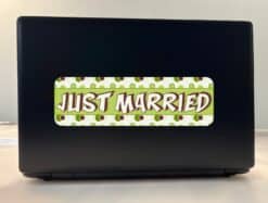 10in x 3in Polka Dot Just Married Bumper Sticker Vinyl Decal Car