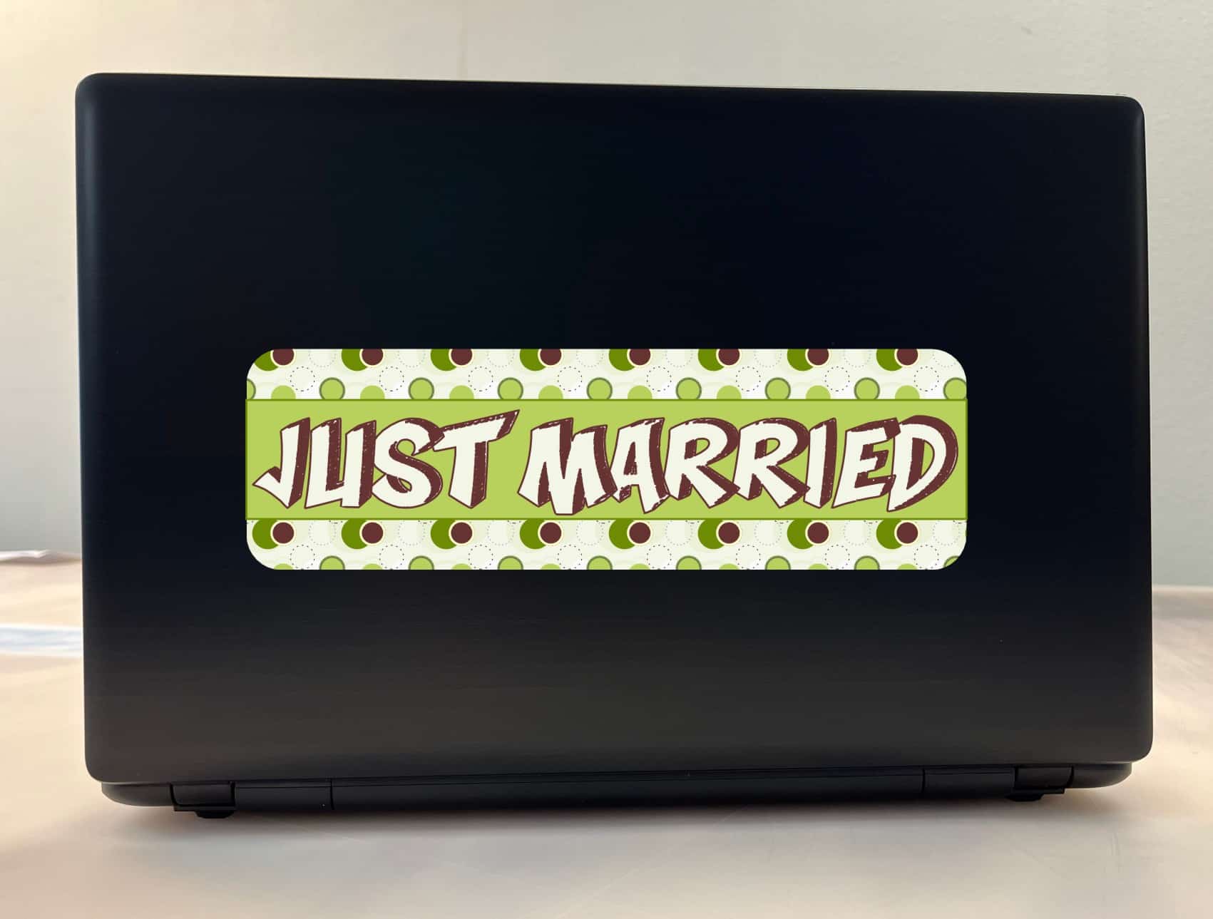 10in x 3in Polka Dot Just Married Bumper Sticker Vinyl Decal Car