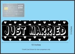 10in x 3in Hearts Just Married Bumper Sticker Vinyl Decal Car Stickers