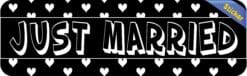 10in x 3in Hearts Just Married Bumper Sticker Vinyl Decal Car Stickers