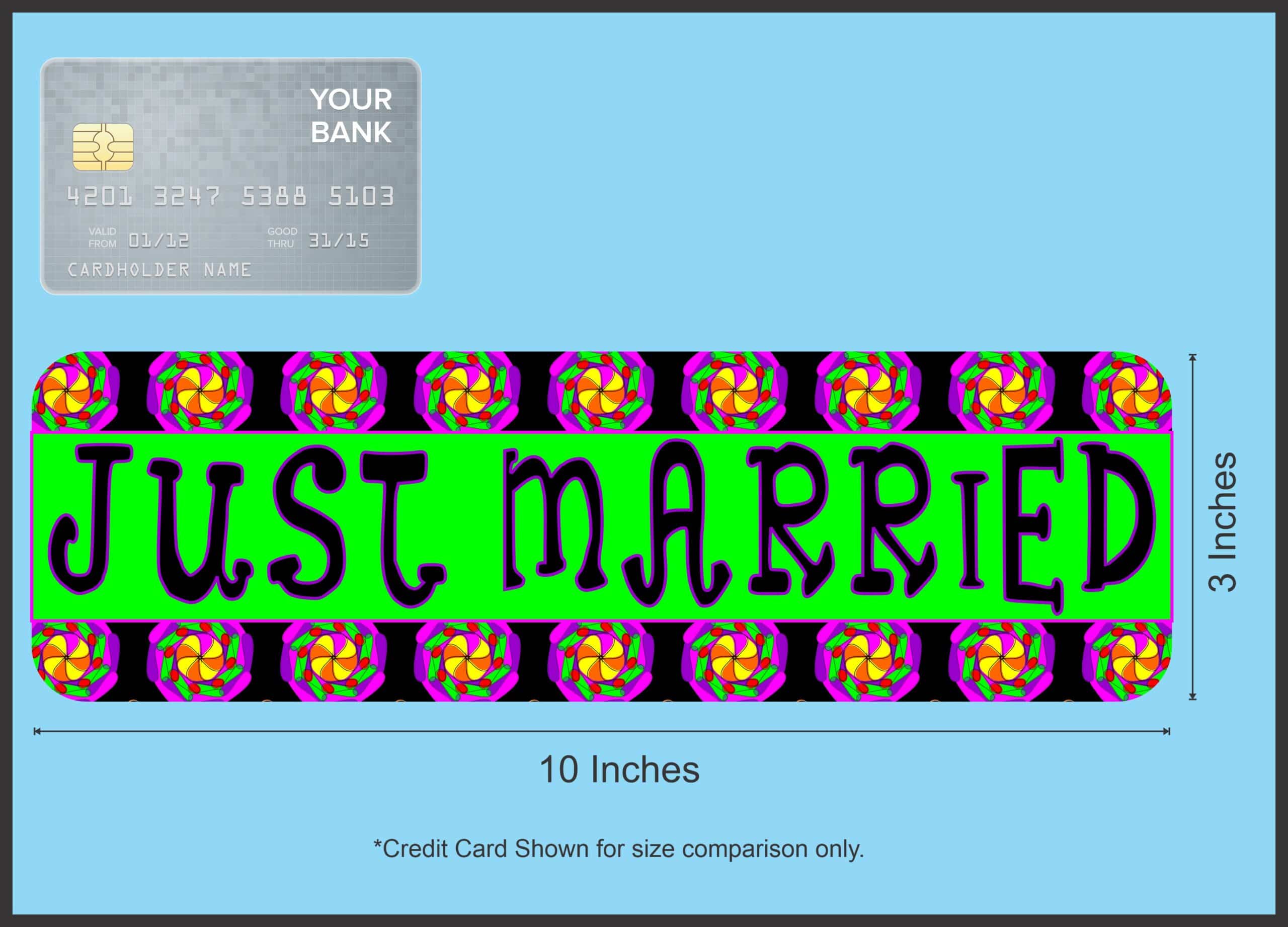 10in x 3in Just Married Bumper Sticker Vinyl Decal Stickers Car Decals