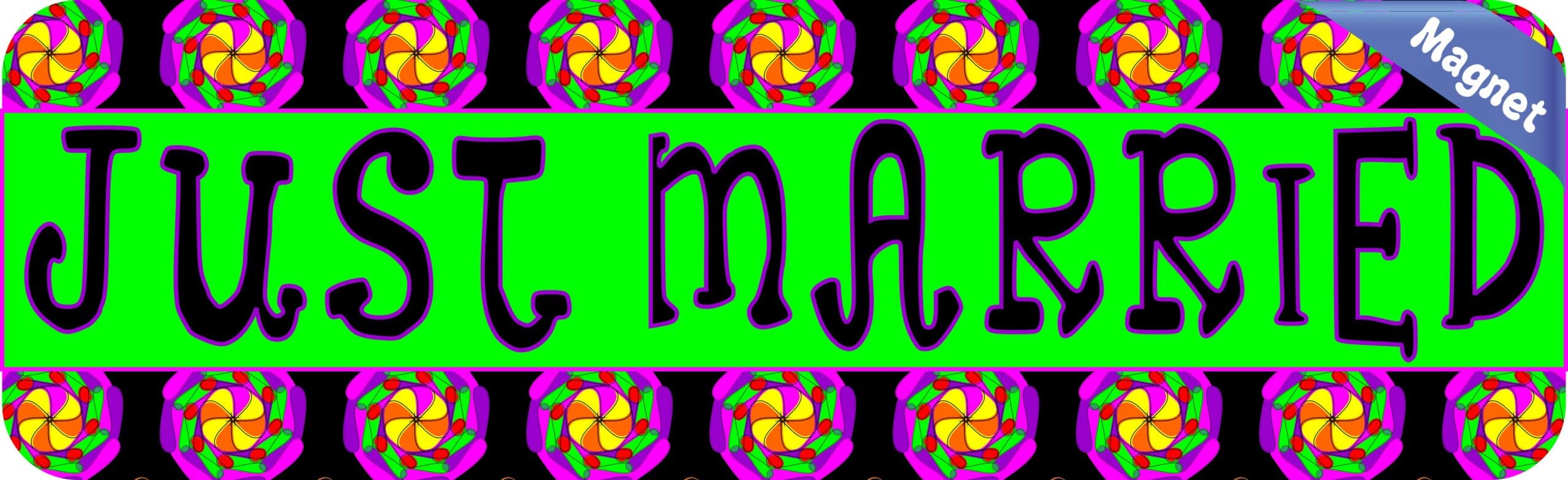 10in x 3in Just Married Magnet Car Window Truck Sign