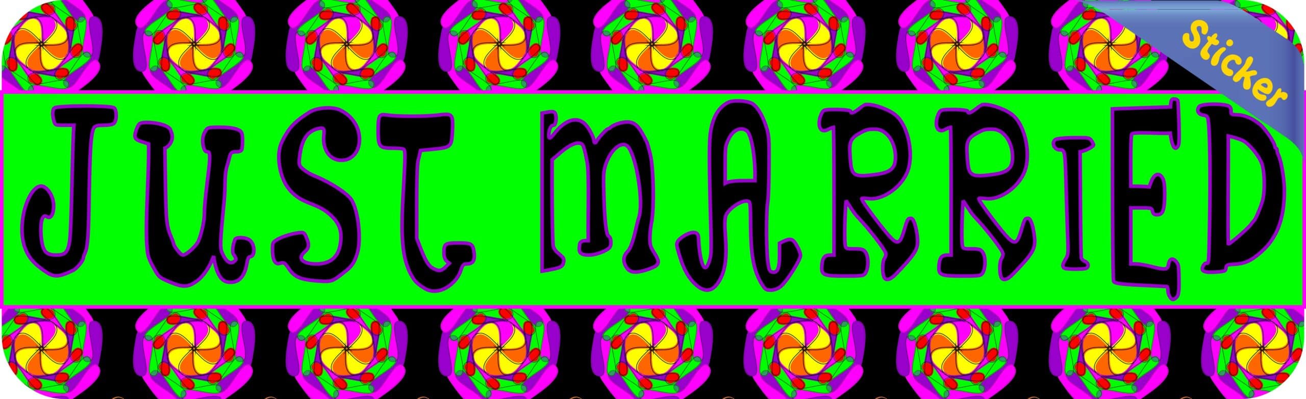 10in x 3in Just Married Bumper Sticker Vinyl Decal Stickers Car Decals