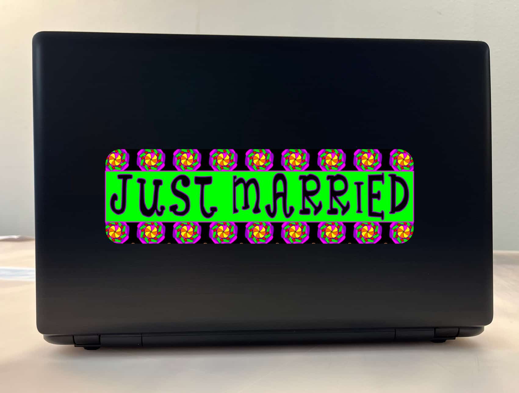 10in x 3in Just Married Bumper Sticker Vinyl Decal Stickers Car Decals