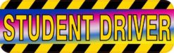 10in x 3in Rainbow Fade Student Driver Bumper Sticker Vinyl Window Caution