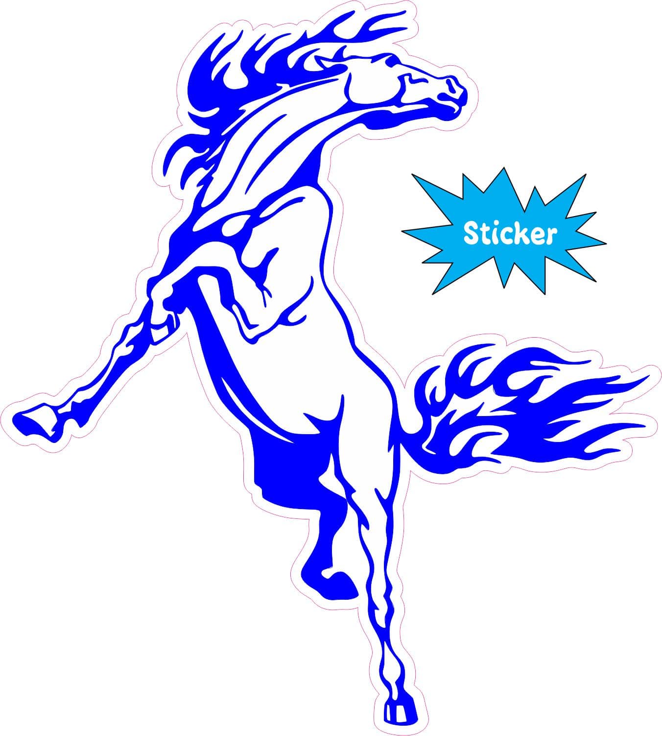 4.5in x 5in Blue Rearing Horse Sticker Vinyl Animal Bumper Decal Stickers - Image 2