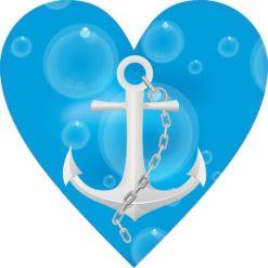 Blue Anchor Heart Bumper Sticker