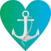 Green and Blue Anchor Heart bumper sticker