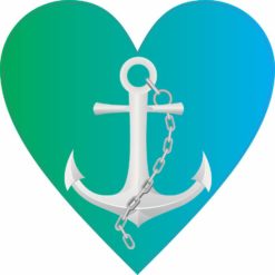 Green and Blue Anchor Heart bumper sticker