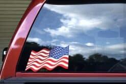 10in x 6in Retreating Waving American Flag Sticker Vinyl Stickers Window