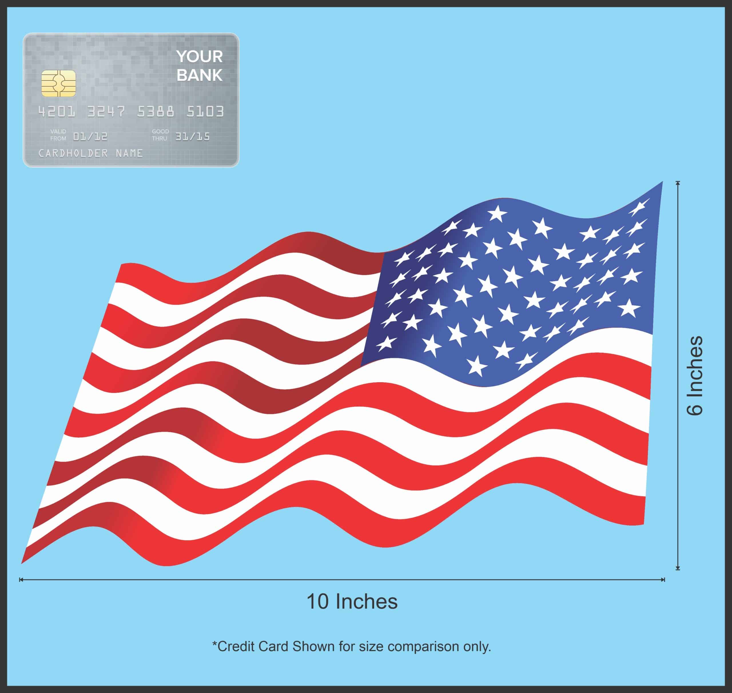 10in x 6in Retreating Waving American Flag Sticker Vinyl Stickers Window