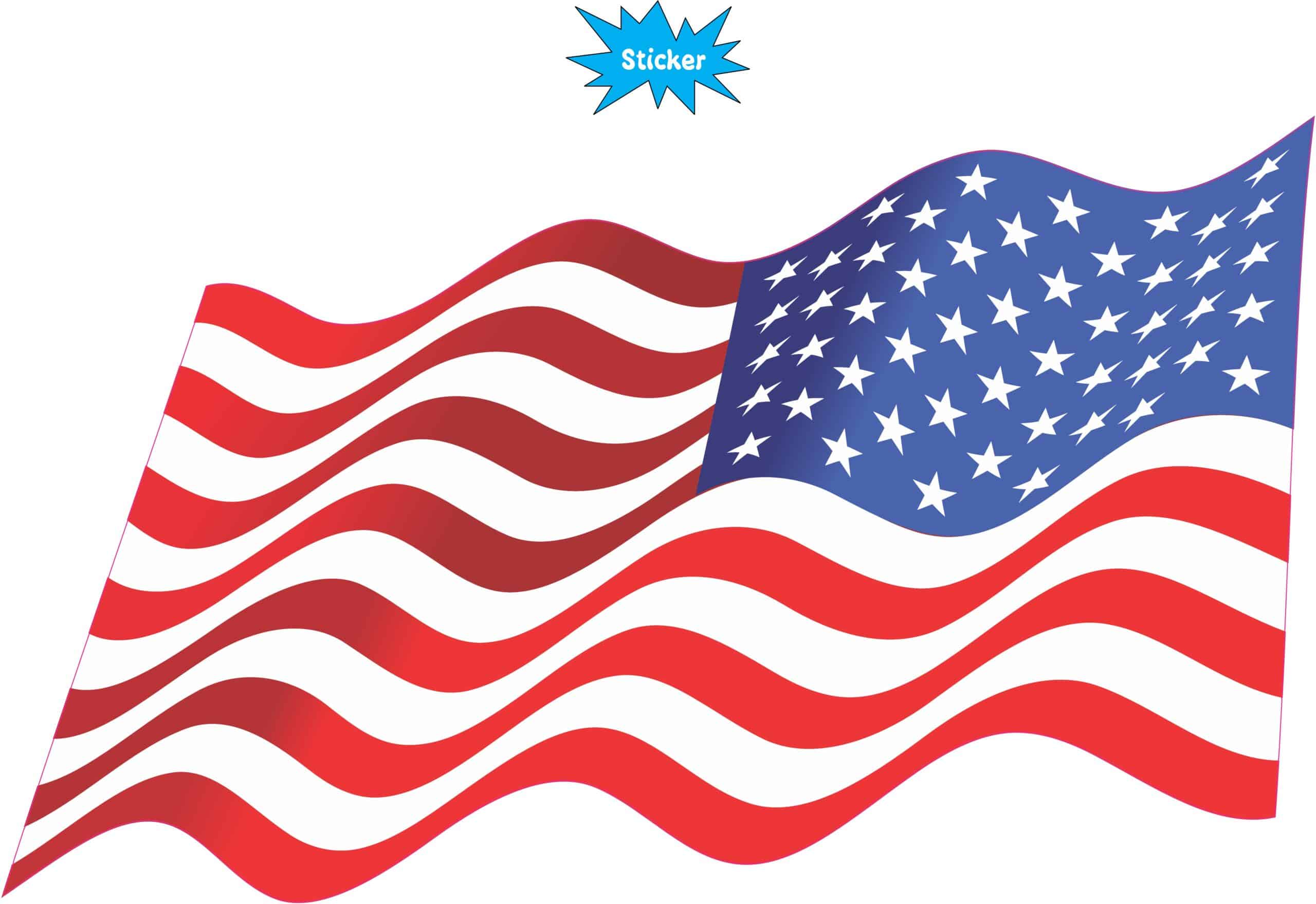10in x 6in Retreating Waving American Flag Sticker Vinyl Stickers Window