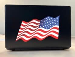 10in x 6in Retreating Waving American Flag Sticker Vinyl Stickers Window