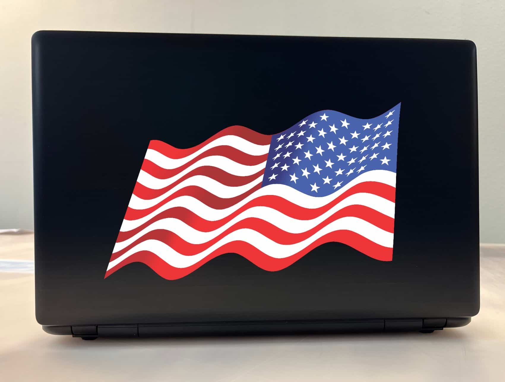 10in x 6in Retreating Waving American Flag Sticker Vinyl Stickers Window