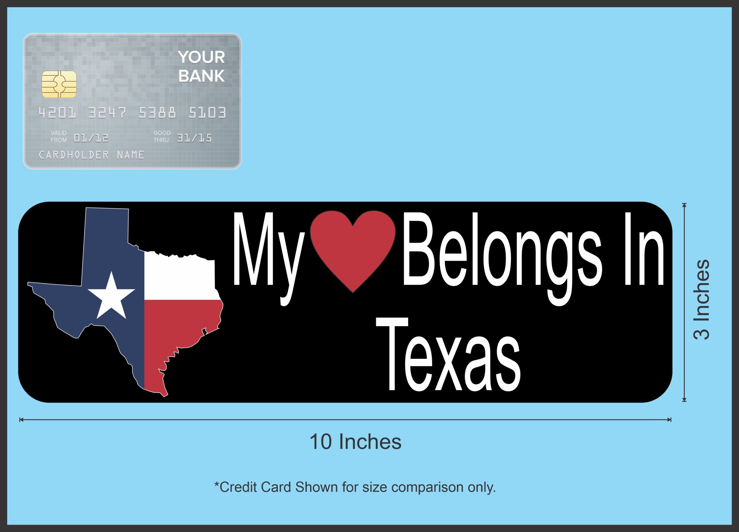 10in x 3in My Heart Belongs In Texas Magnet Magnetic Car Magnets State