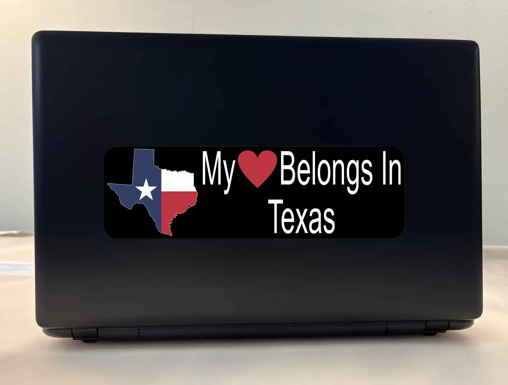 10in x 3in My Heart Belongs In Texas Bumper Sticker Vinyl Window