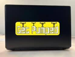 10in x 3in Yellow Get Pumped Bumper Sticker Vinyl Vehicle Fitness Stickers