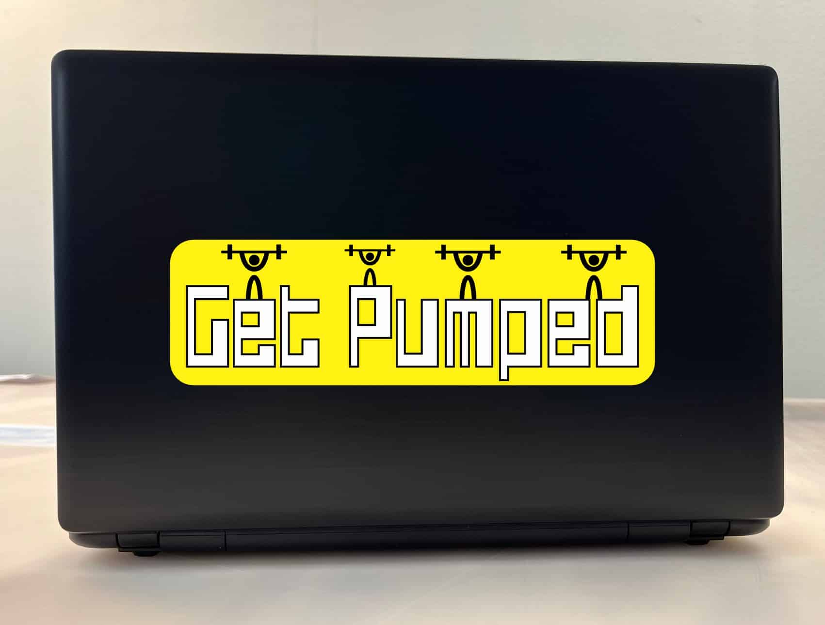 10in x 3in Yellow Get Pumped Bumper Sticker Vinyl Vehicle Fitness Stickers