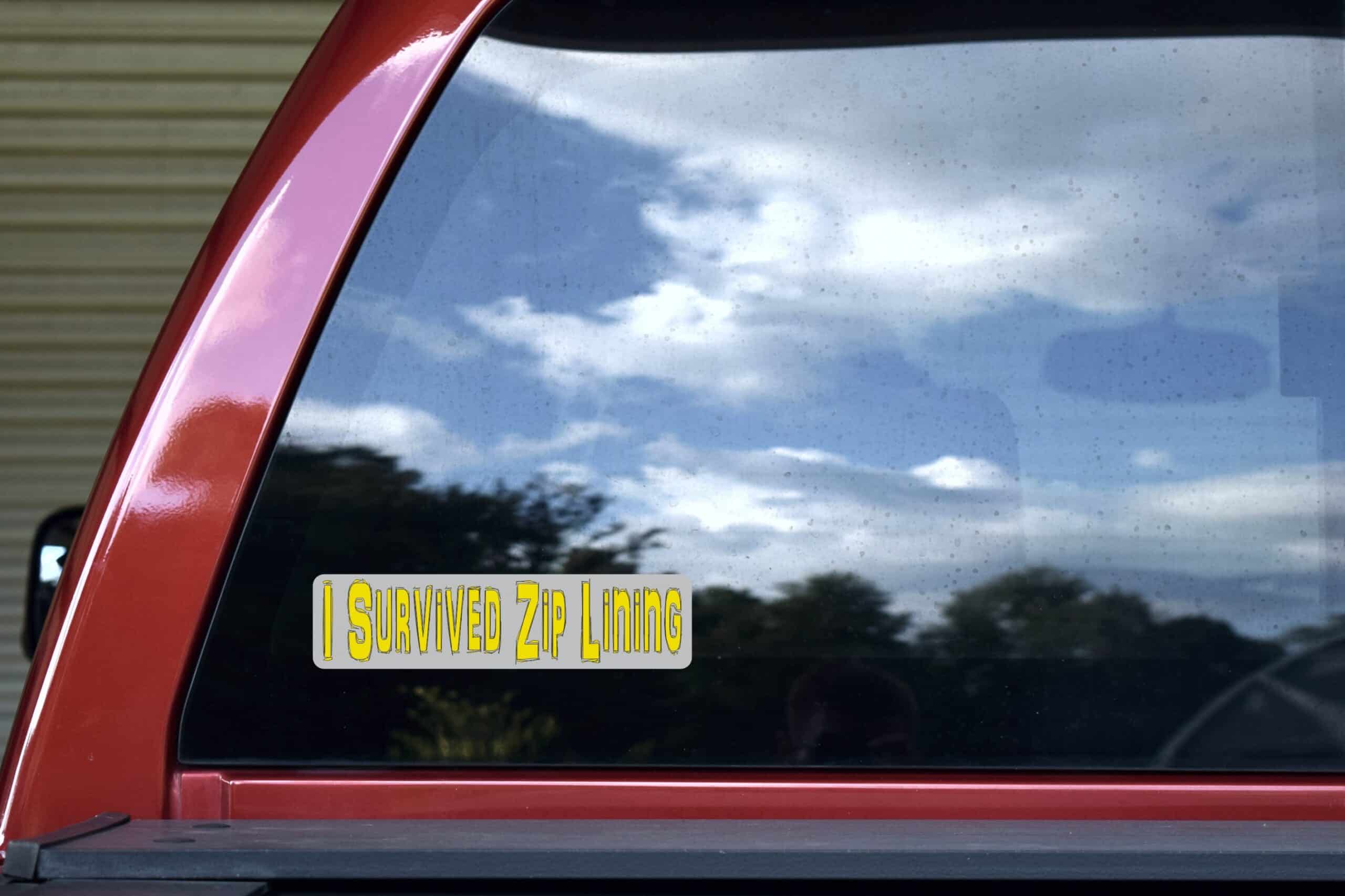 8in x 2in I Survived Ziplining Bumper Sticker Vinyl Car Vehicle Stickers