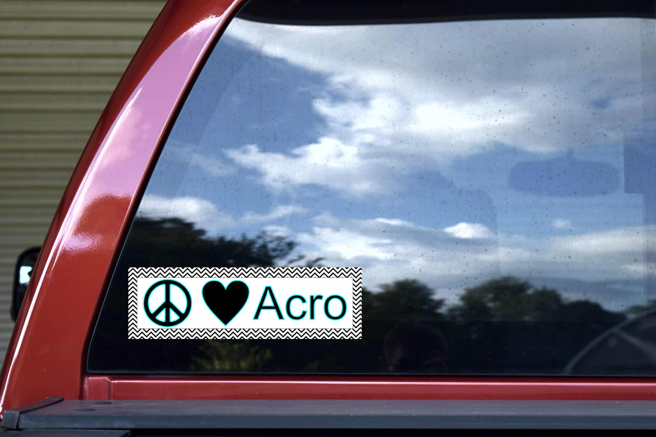 10in x 3in Peace Love Acro Bumper Sticker Vinyl Truck Window Car Stickers