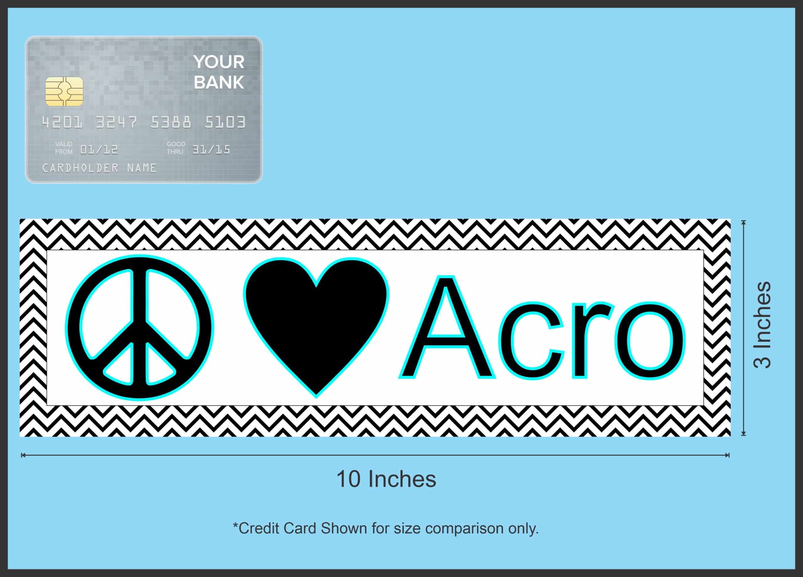 10in x 3in Peace Love Acro Bumper Sticker Vinyl Truck Window Car Stickers
