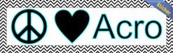 10in x 3in Peace Love Acro Bumper Sticker Vinyl Truck Window Car Stickers