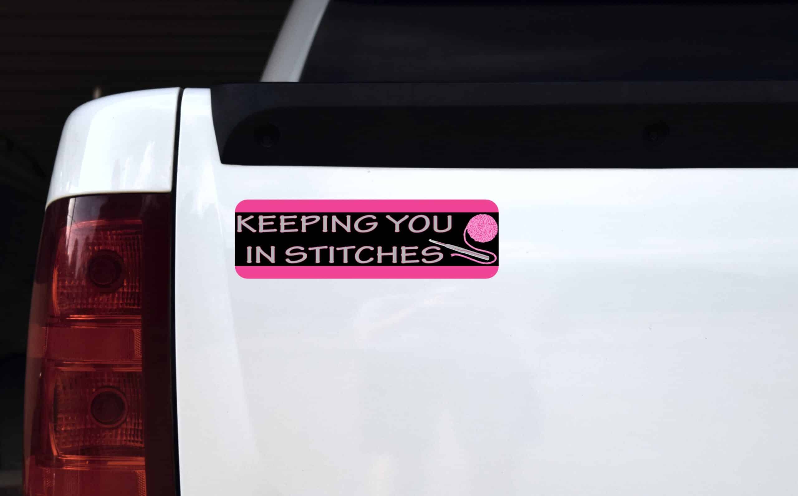 10in x 3in Keeping You In Stitches Magnet Car Door Magnetic Truck Magnets