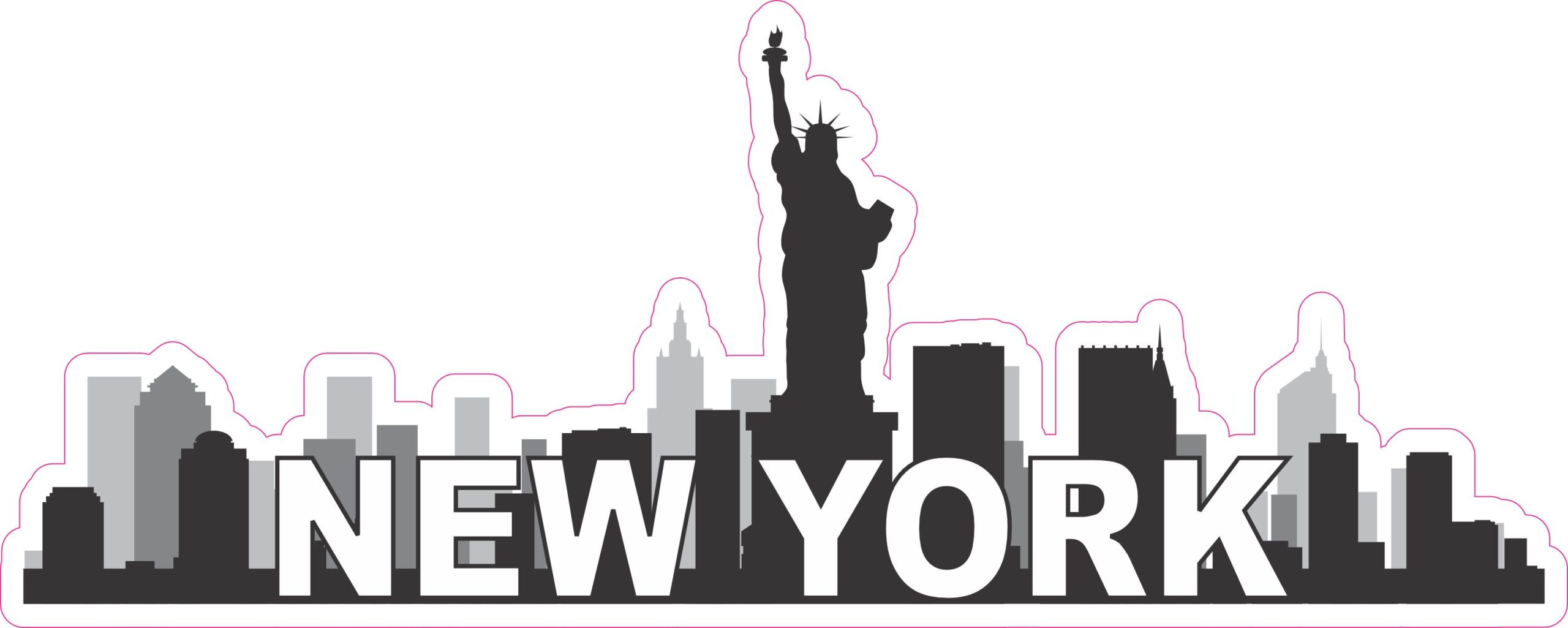 10in x 4in New York Skyline Bumper Sticker Vinyl Vehicle Travel