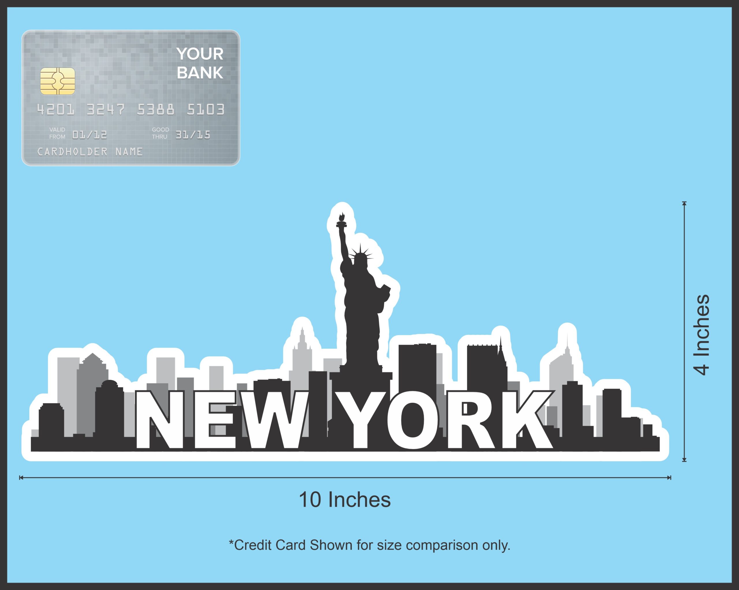 10in x 4in New York Skyline Bumper Sticker Vinyl Vehicle Travel