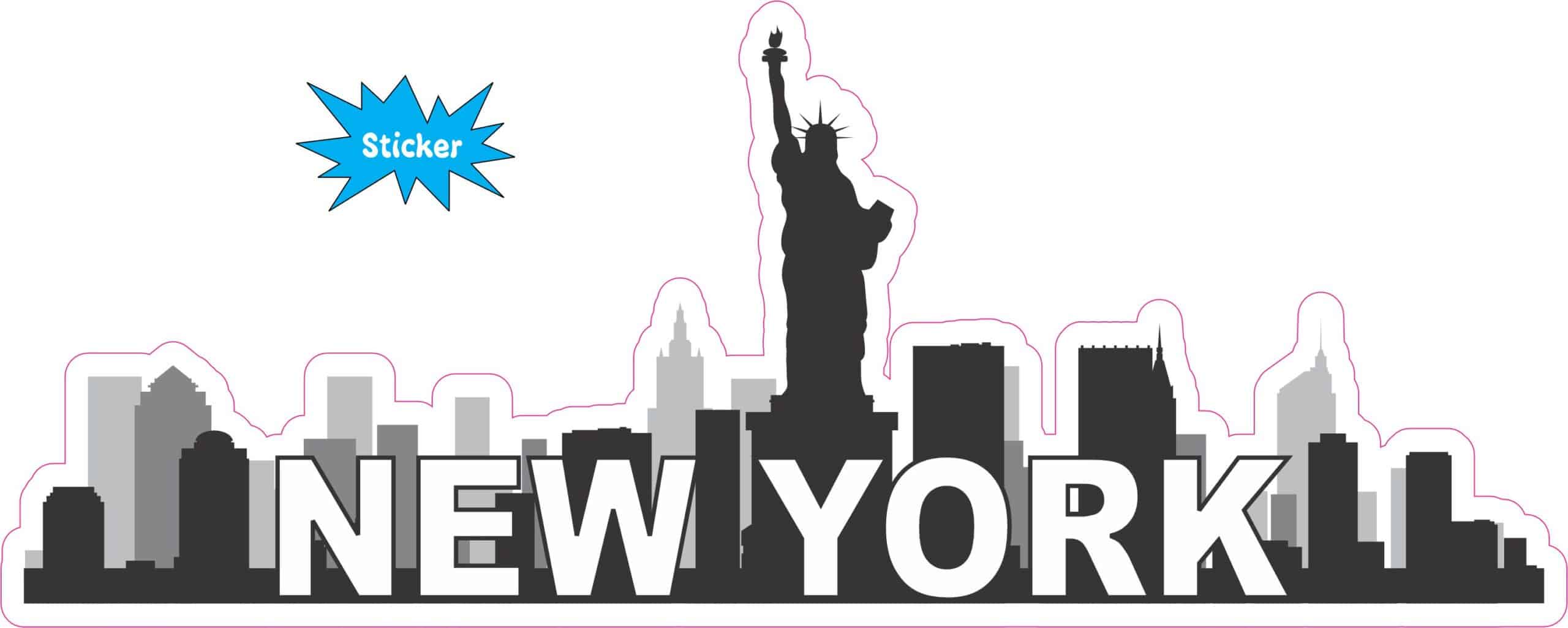 10in x 4in New York Skyline Bumper Sticker Vinyl Vehicle Travel