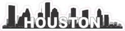 10in x 2.5in Houston Skyline Bumper Sticker Vinyl Vehicle Travel Stickers