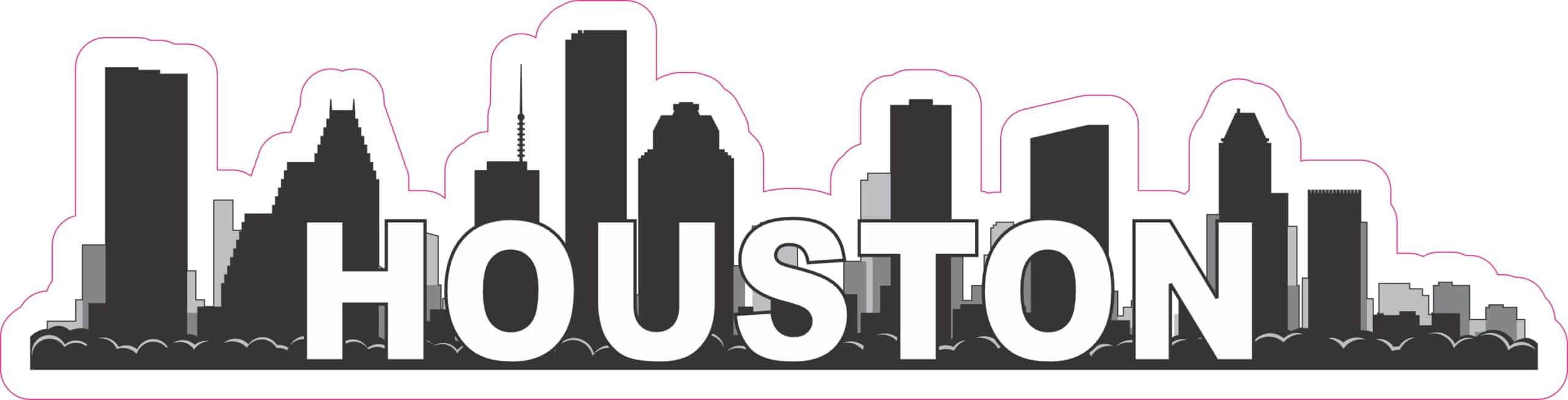 10in x 2.5in Houston Skyline Bumper Sticker Vinyl Vehicle Travel Stickers