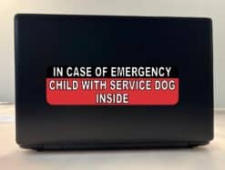 10in x 3in In Case Of Emergency Child With Service Dog Inside Sticker Sign