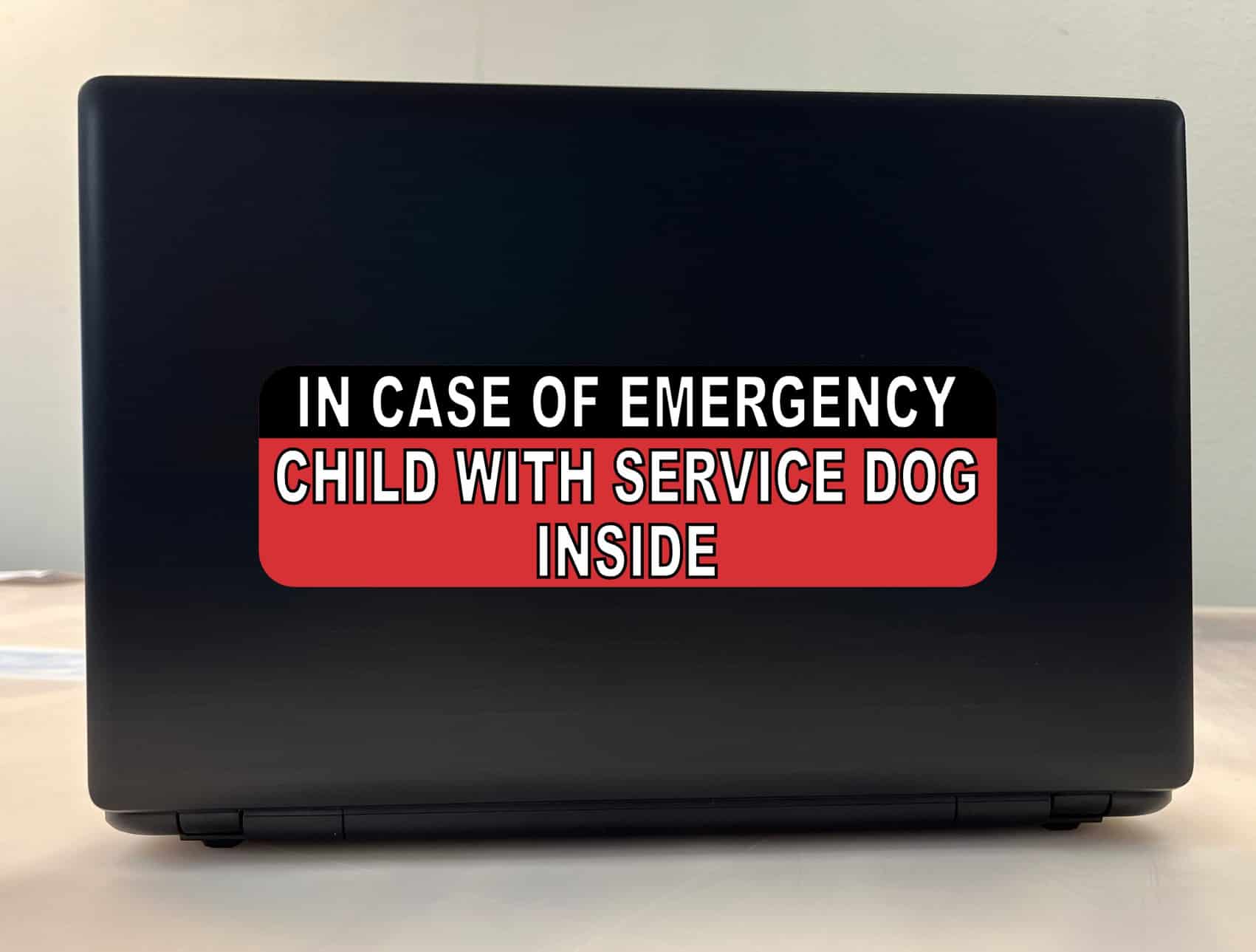 10in x 3in In Case Of Emergency Child With Service Dog Inside Sticker Sign