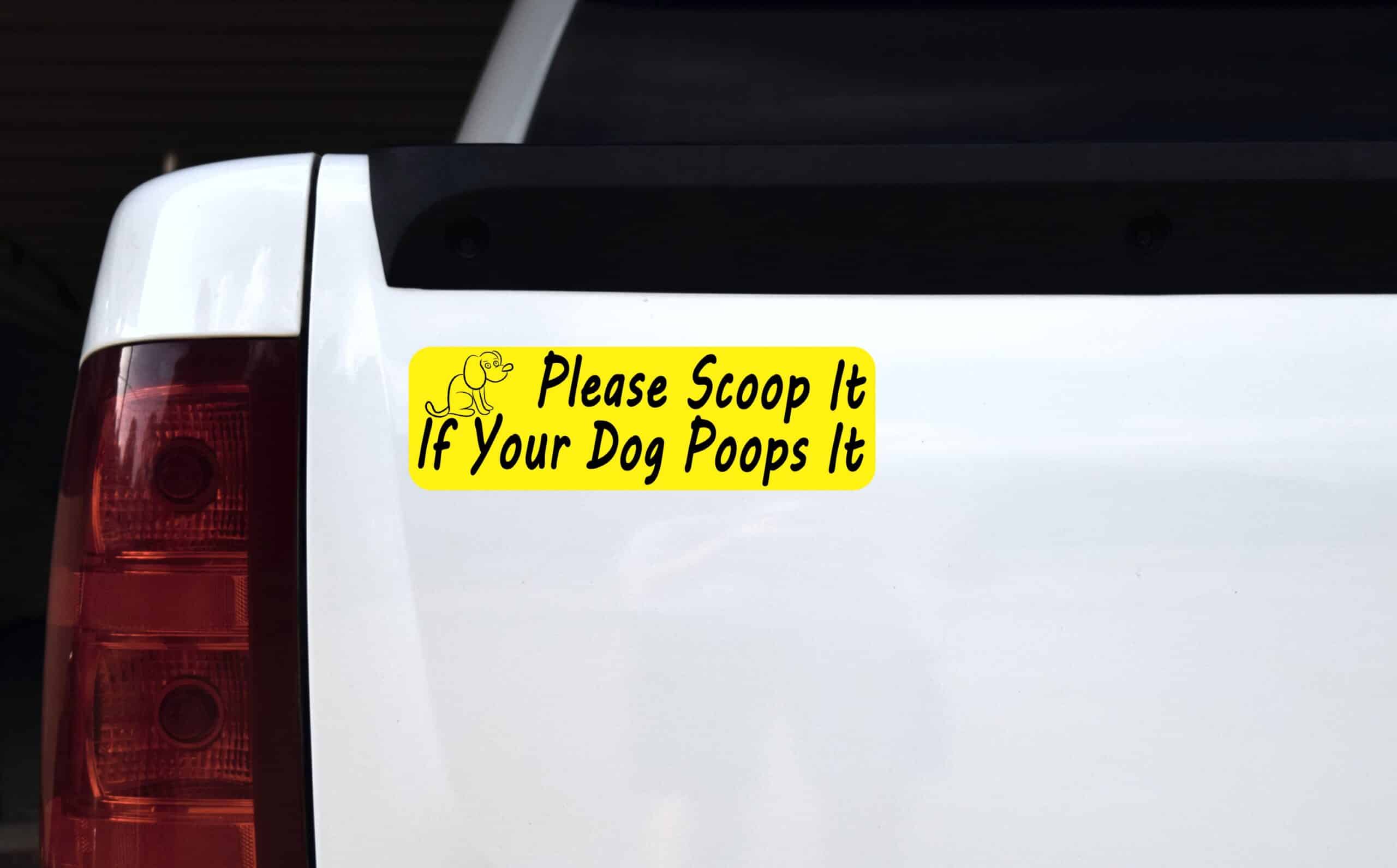 10in X 3in Yellow Please Scoop It Sticker Vinyl Stickers Animal Decal Sign