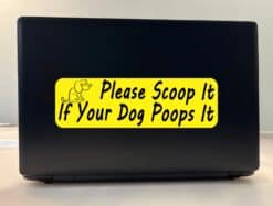 10in X 3in Yellow Please Scoop It Sticker Vinyl Stickers Animal Decal Sign