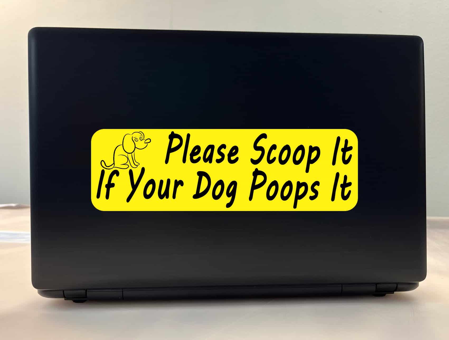 10in X 3in Yellow Please Scoop It Sticker Vinyl Stickers Animal Decal Sign