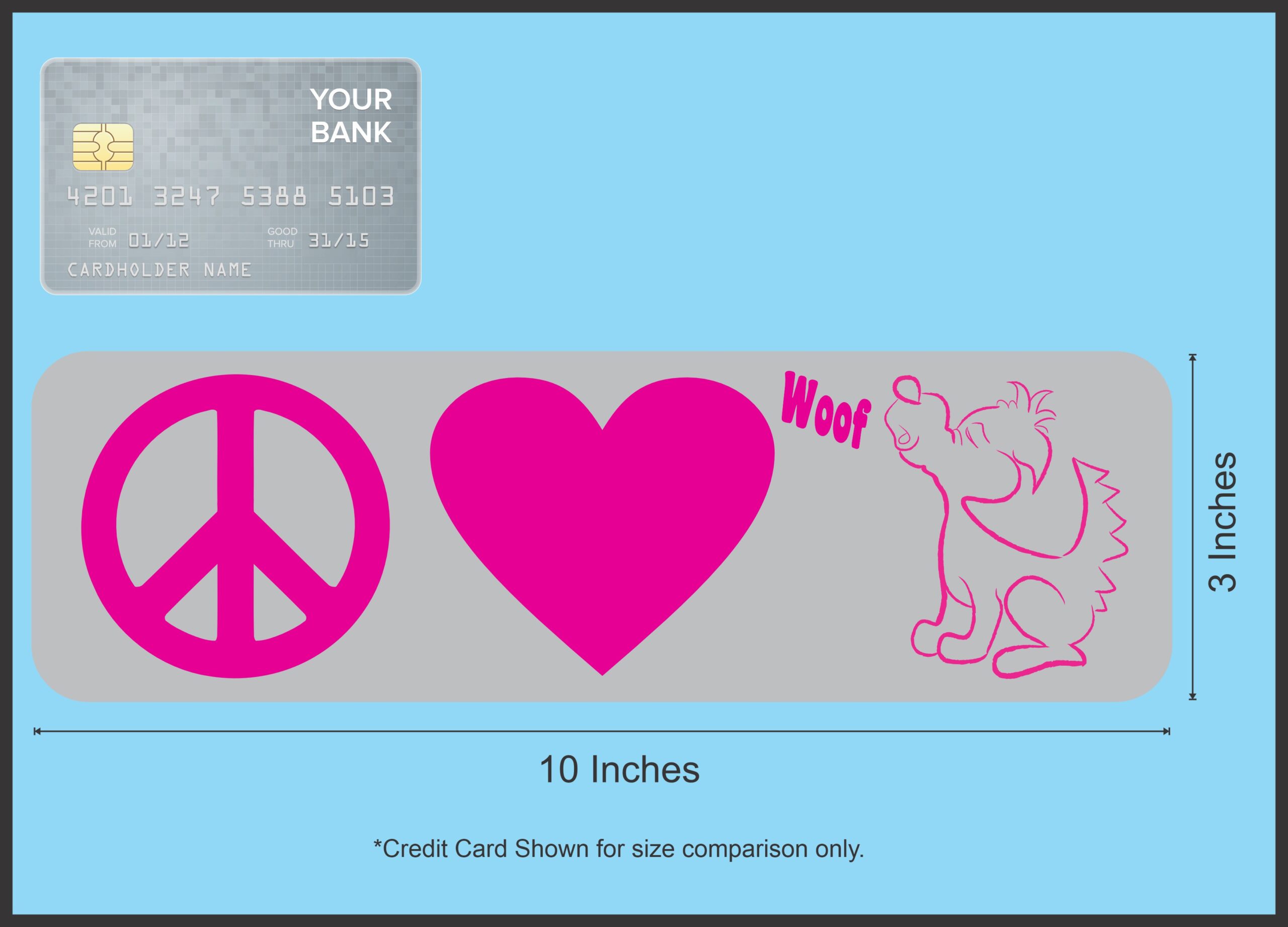 10in x 3in Peace Love Woof Bumper Sticker Vinyl Truck Window Car Stickers