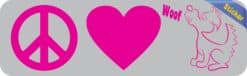 10in x 3in Peace Love Woof Bumper Sticker Vinyl Truck Window Car Stickers