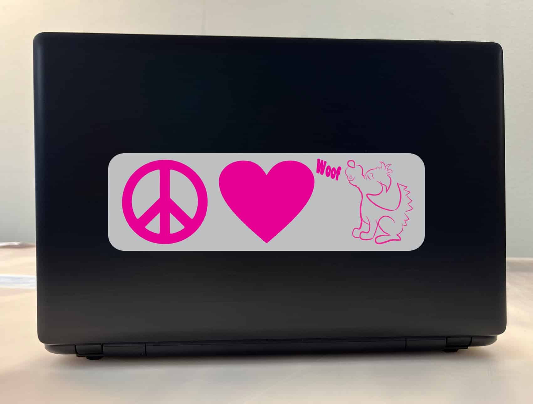 10in x 3in Peace Love Woof Bumper Sticker Vinyl Truck Window Car Stickers