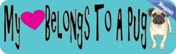 10in x 3in My Heart Belongs To A Pug Magnet Magnetic Car Bumper Magnets